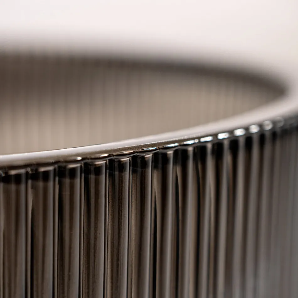 Round Countertop Washbasin in Plissè Venetian Glass Made in Italy - Zircon Viadurini