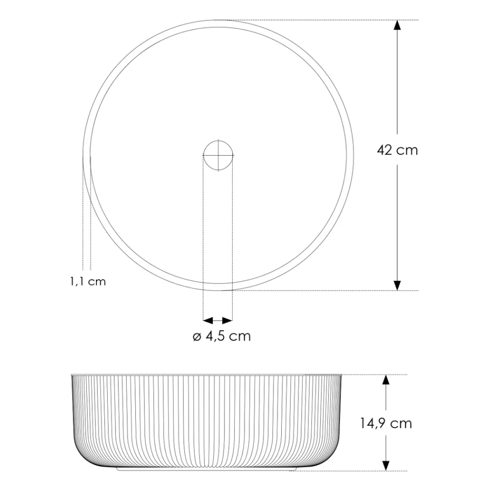 Round Countertop Washbasin in Plissè Venetian Glass Made in Italy - Zircon Viadurini