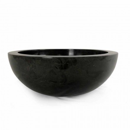 Black round countertop washbasin in Levi natural stone, unique piece Viadurini