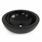 Black round countertop washbasin in Levi natural stone, unique piece Viadurini