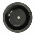 Black round countertop washbasin in Levi natural stone, unique piece Viadurini