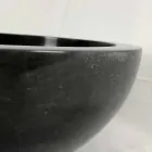 Black round countertop washbasin in Levi natural stone, unique piece Viadurini