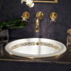 Flush-mounted bathroom sink in fire clay and gold made in Italy, Otis Viadurini