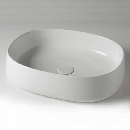 Oval Countertop Bathroom Washbasin L 50 cm in Ceramic Made in Italy - Cordino Viadurini