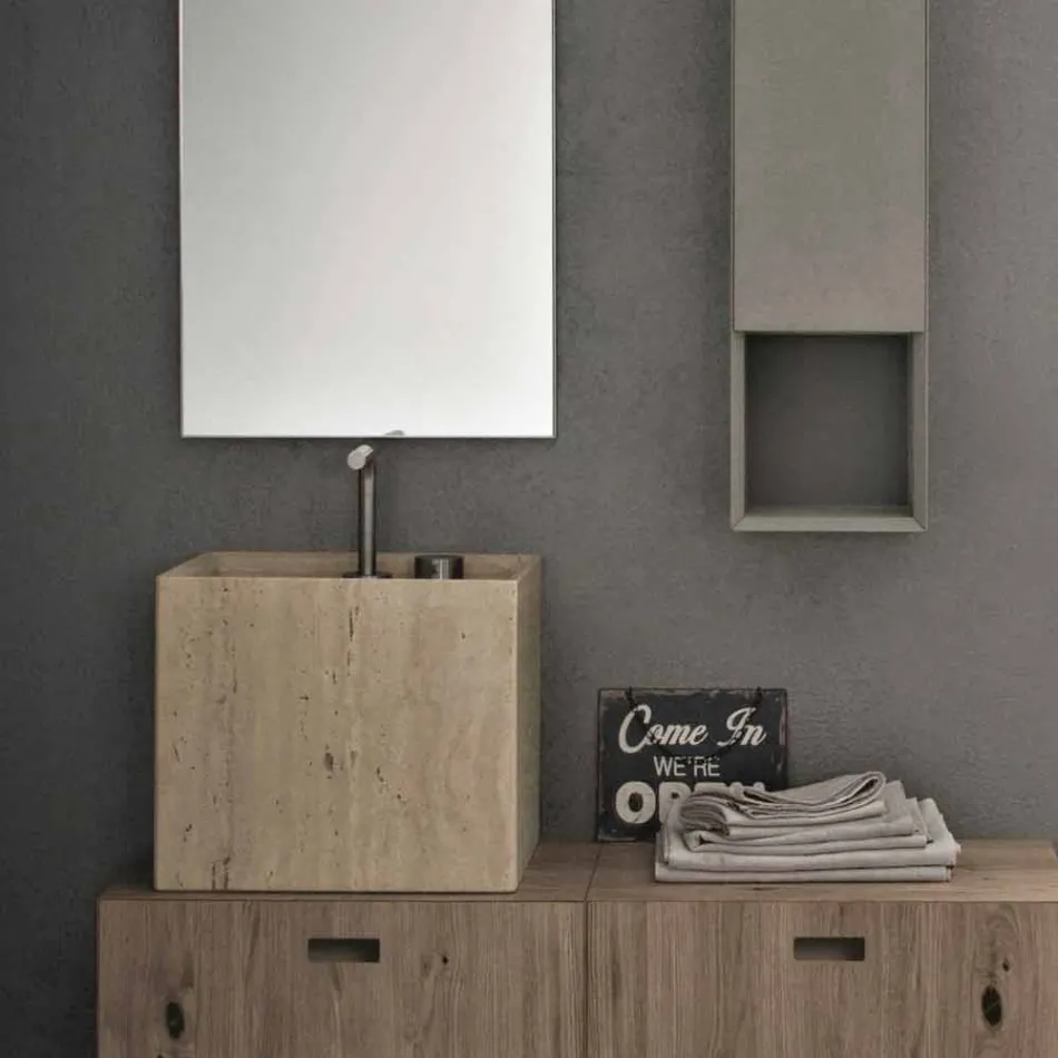 Modern Square High Design Countertop Stone Bathroom Washbasin - Farartlav2 Viadurini