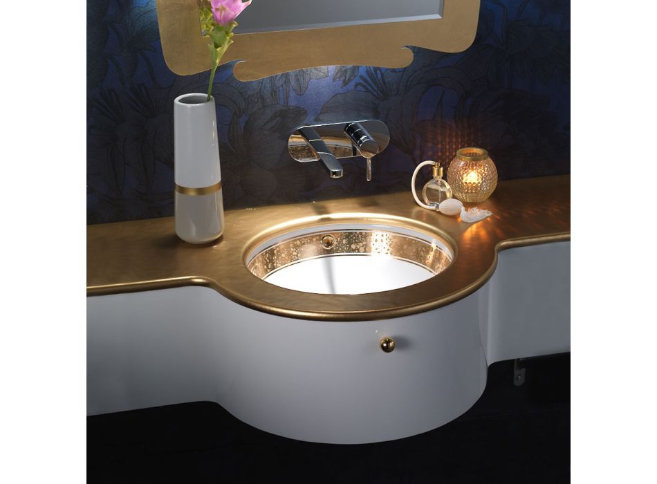 Built-in Bathroom Sink in Hand-Cast Fire Clay Made in Italy - Erioli Viadurini