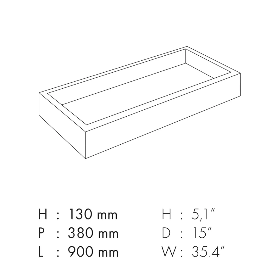 Rectangular Bathroom Washbasin in Porcelain Stoneware Made in Italy - Ludmilla Viadurini