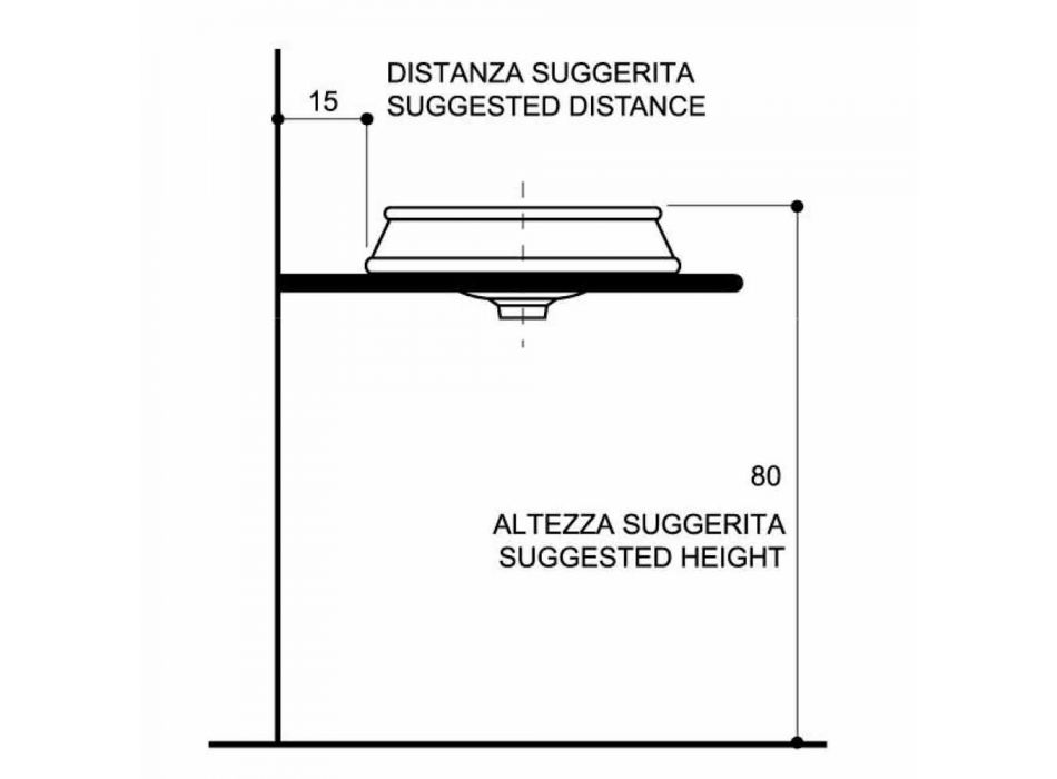 Design semi-recessed bathroom sink in fire clay made in Italy, Manilo Viadurini