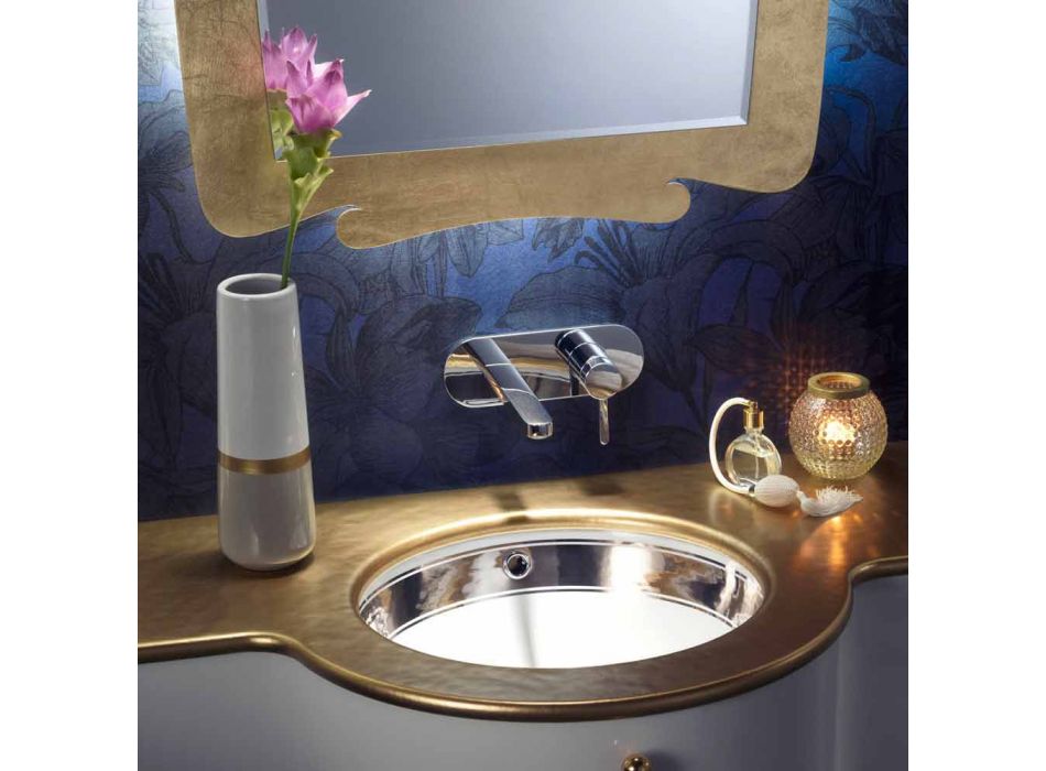 Baroque built-in fire clay washbasin hand made in Italy, Aegean