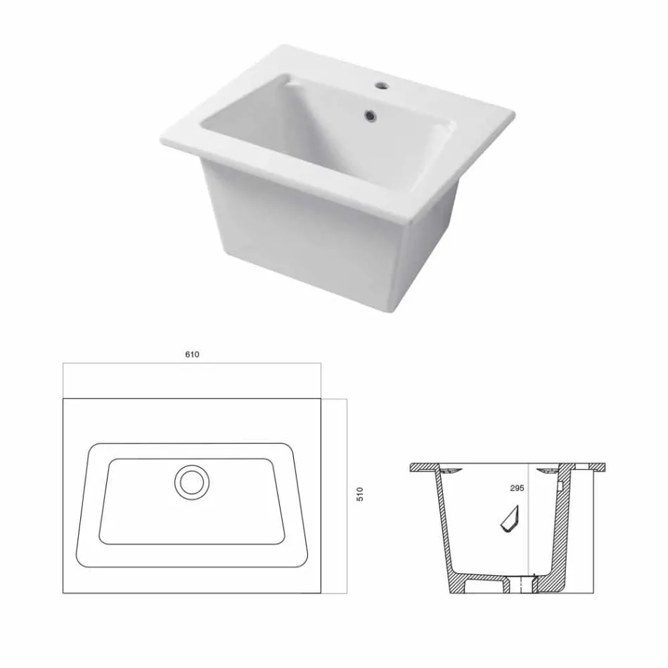 Built-in Washbasin and Modern Support in Vinovo Colored Ceramic Viadurini