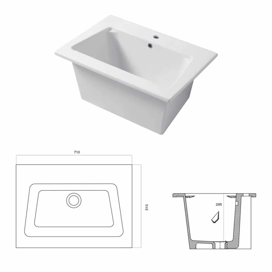 Built-in Washbasin and Modern Support in Vinovo Colored Ceramic Viadurini