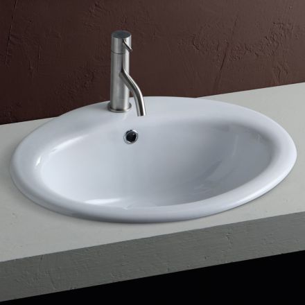Modern Design White Ceramic Countertop Sink - Papavero Viadurini