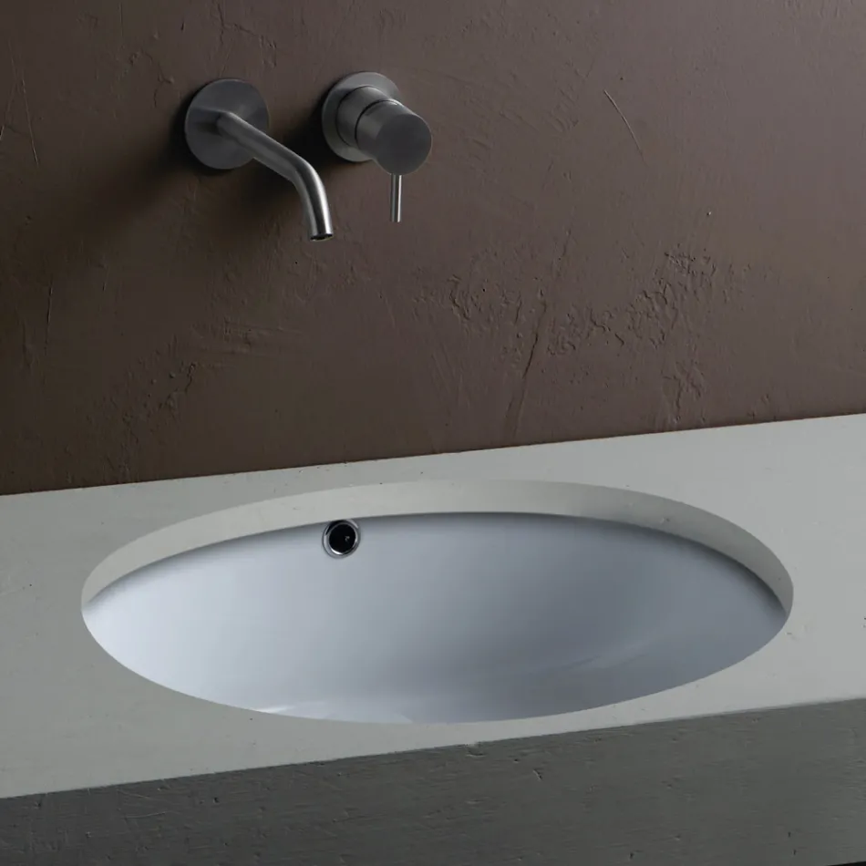 Modern Design Undermount Ceramic Sink - Papavero Viadurini
