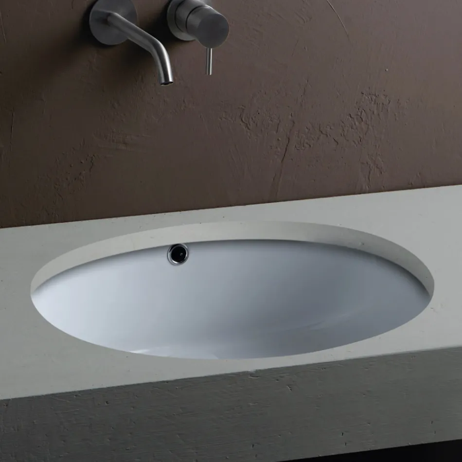 Modern Design Undermount Ceramic Sink - Papavero Viadurini