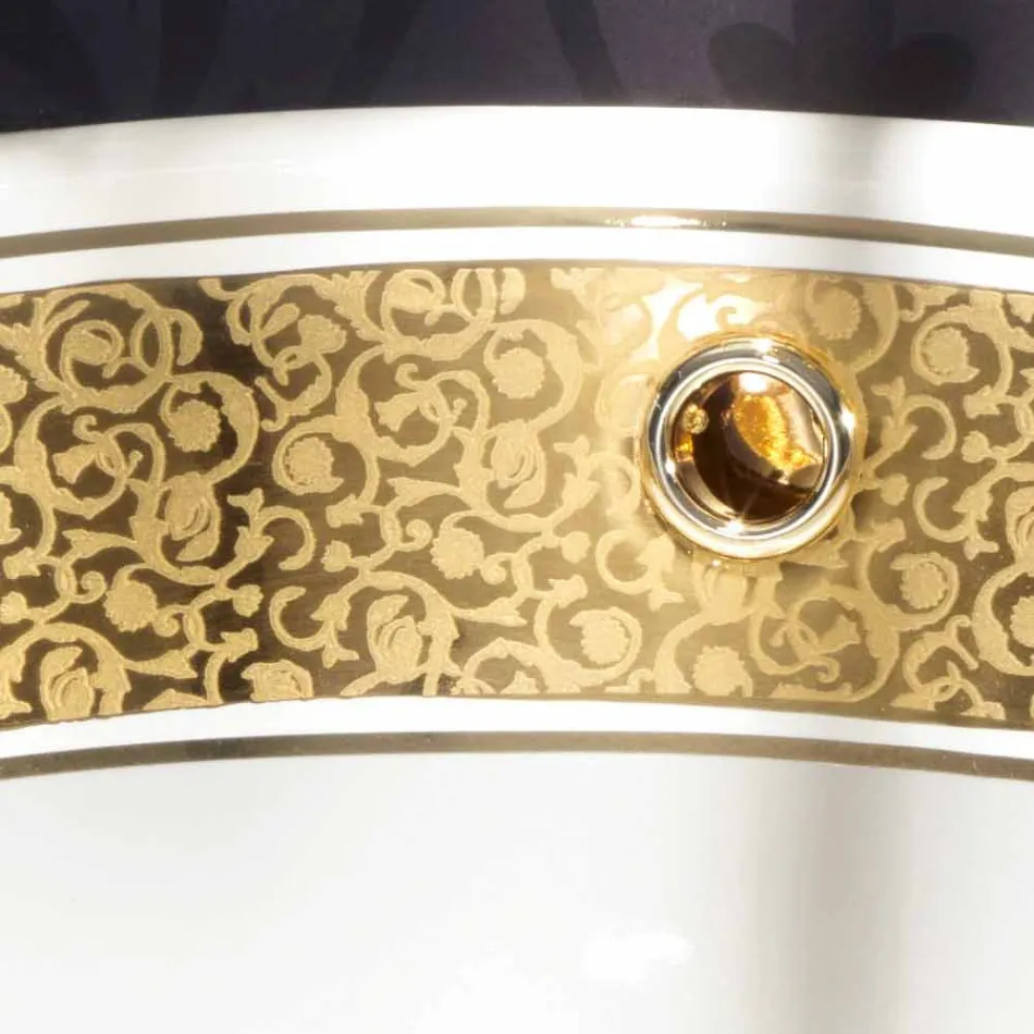 Round built-in sink in fire clay and gold made in Italy, Otis Viadurini