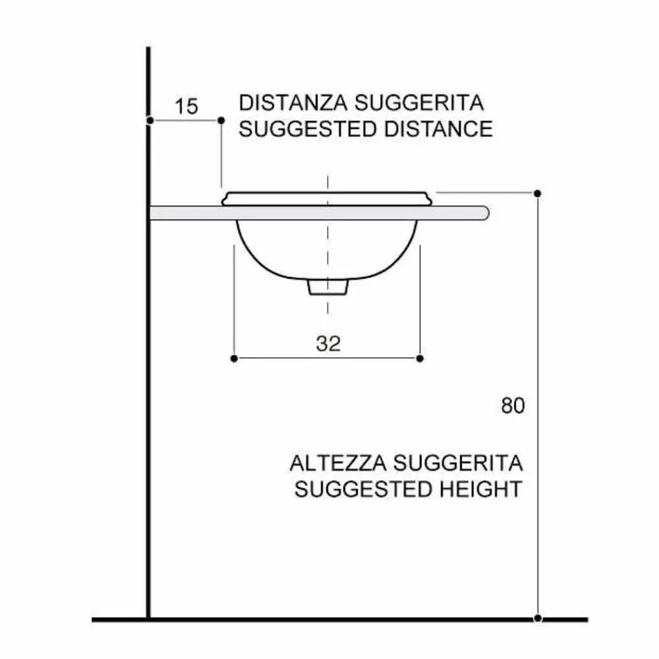 Round built-in sink in fire clay and gold made in Italy, Otis Viadurini