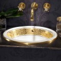 Circular built-in sink in fire clay and 24k gold made in Italy, Otis