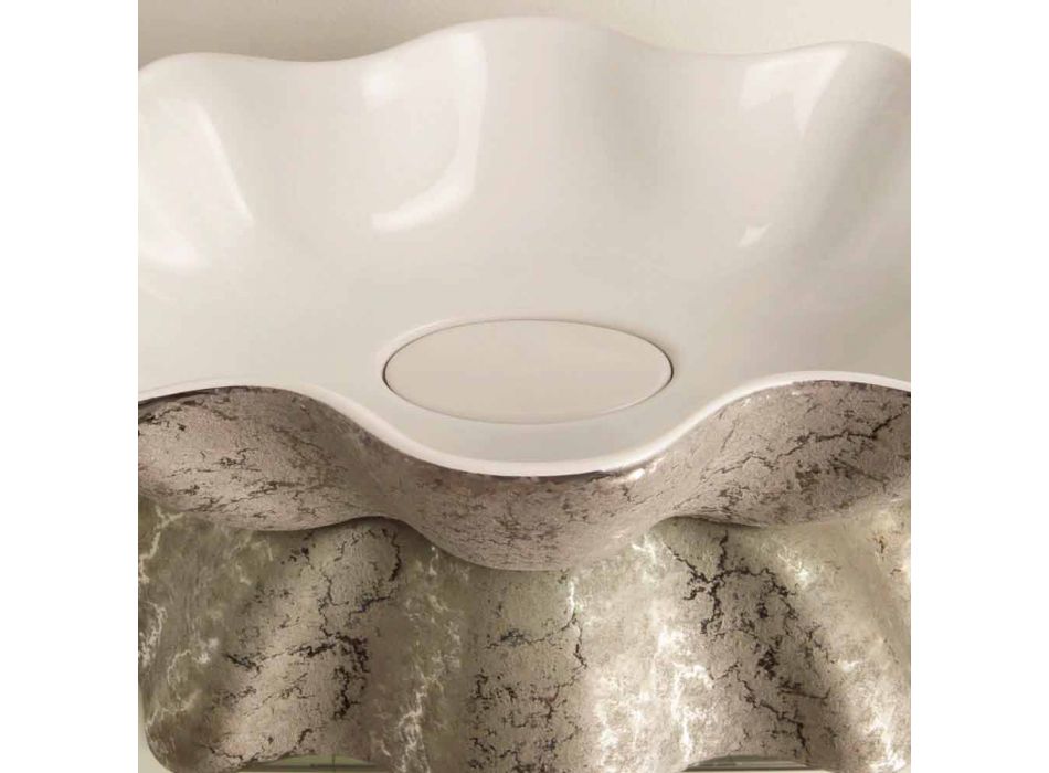 White silver ceramic countertop washbasin made in Italy Cubo Viadurini