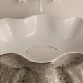 Silver and white modern ceramic countertop basin Cubo, made in Italy
