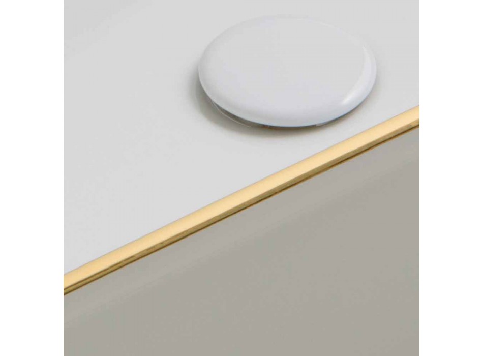 Design ceramic countertop washbasin with gold border made in Italy Debora