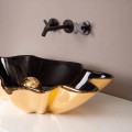 Black and gold ceramic countertop basin Rayan, Italian design