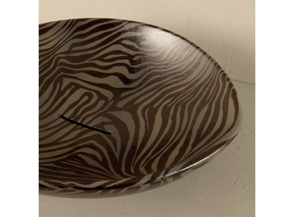 Black ceramic zebra design countertop washbasin made in Italy Animals Viadurini
