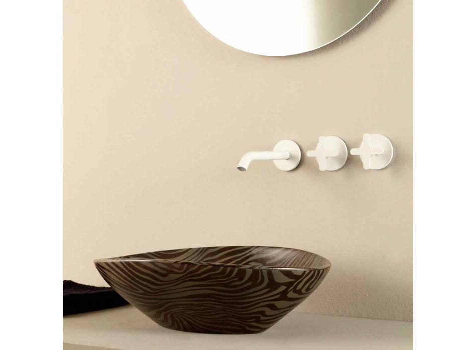 Black ceramic zebra design countertop washbasin made in Italy Animals Viadurini