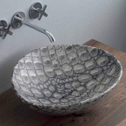 Design ceramic countertop washbasin made in Italy Animals Viadurini
