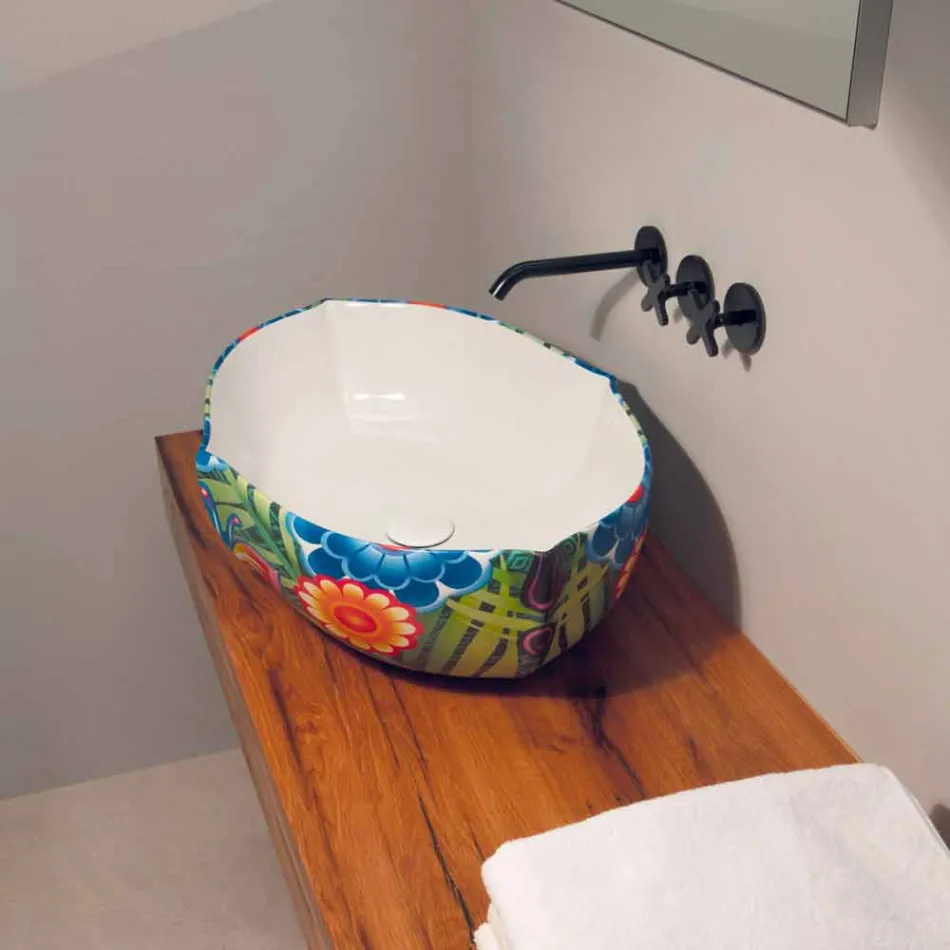 Design ceramic countertop washbasin, made in Italy Oscar Viadurini