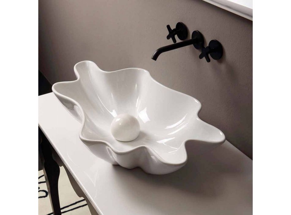 Modern design ceramic counter top washbasin made in Italy Rayan Viadurini
