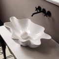Modern design white ceramic countertop basin Rayan, made in Italy