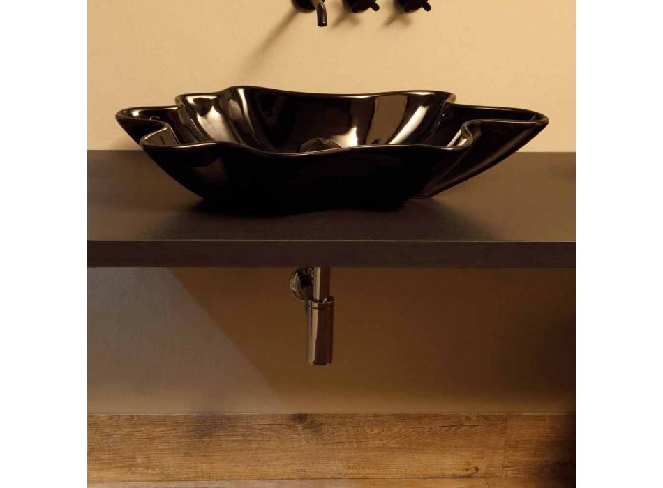 Modern design countertop black ceramic washbasin made in Italy Rayan