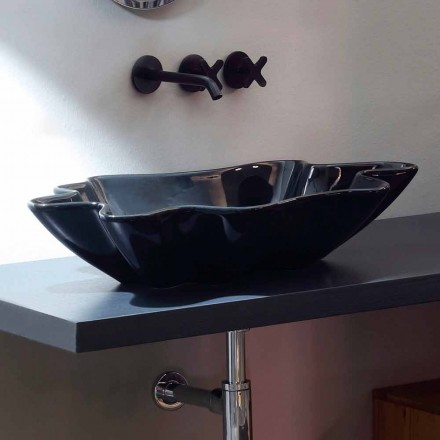 Modern design countertop black ceramic washbasin made in Italy Rayan Viadurini