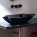 Black ceramic countertop basin Rayan, made in Italy, modern design