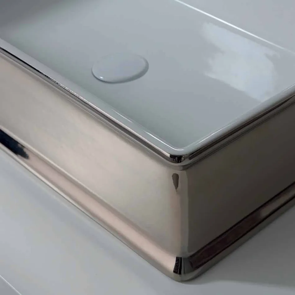 Contemporary design countertop ceramic washbasin made in Italy Debora Viadurini