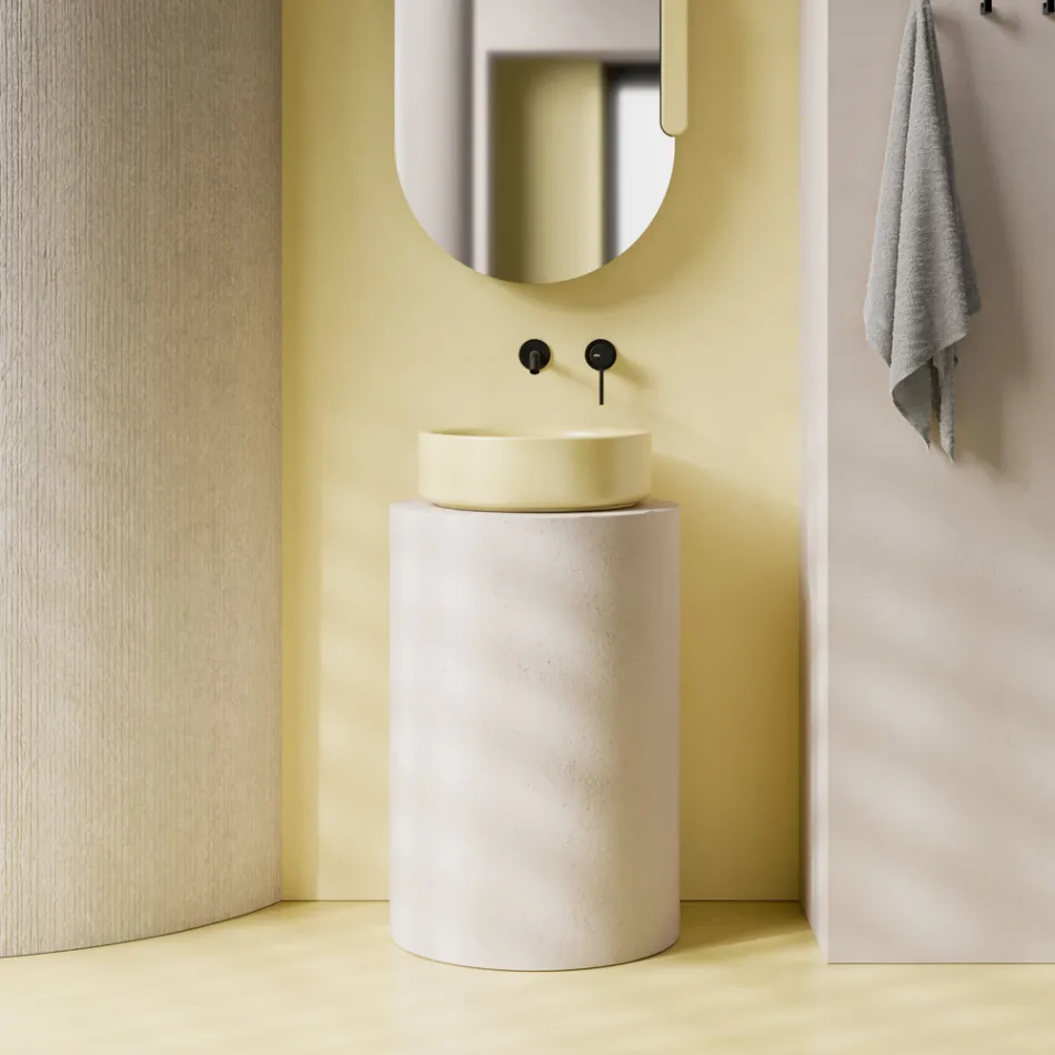 42 cm Diameter Countertop Ceramic Washbasin Made in Italy - Girl Viadurini