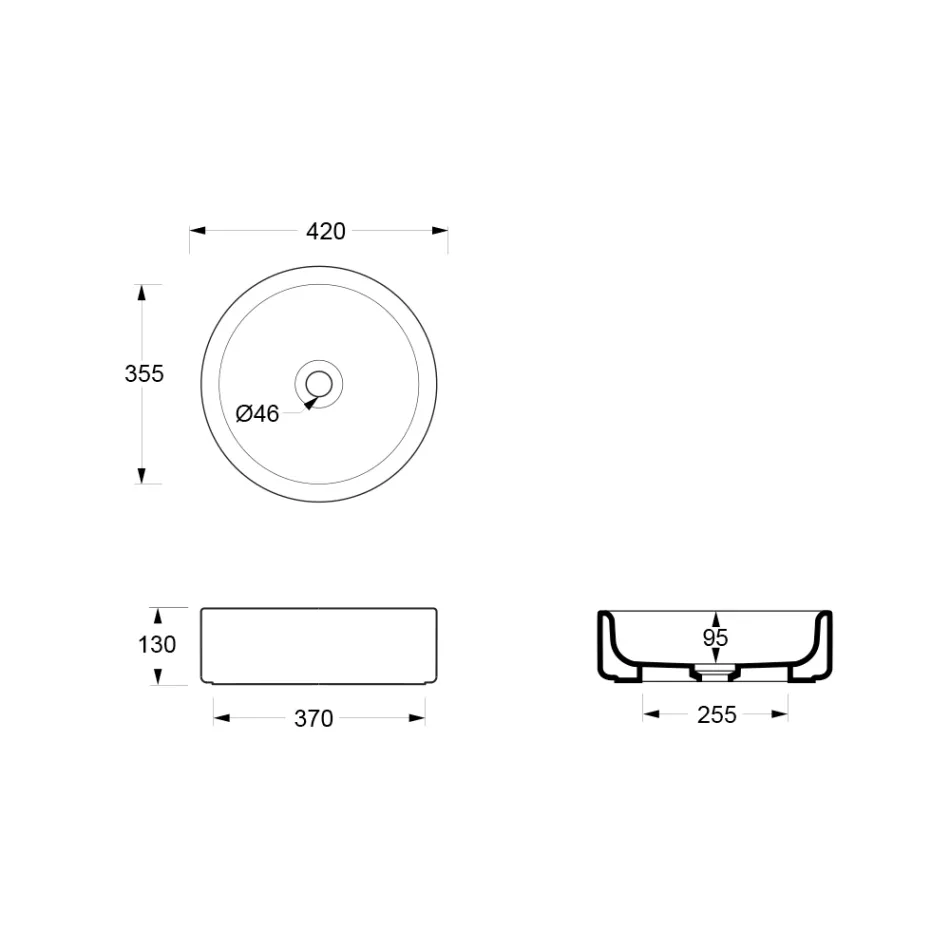 42 cm Diameter Countertop Ceramic Washbasin Made in Italy - Girl Viadurini