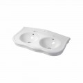 Modern consolle or wall-mounted double sink in ceramic Avise