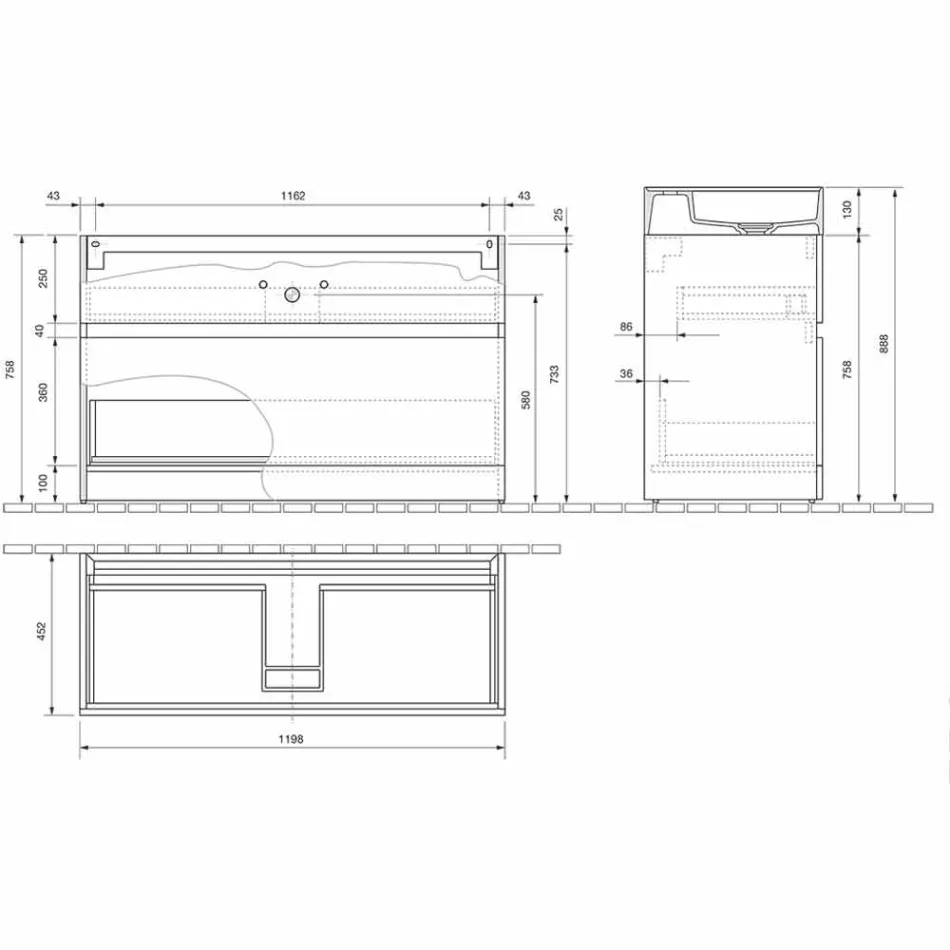 Double Washbasin with Floor Cabinet Modern Design in Laminate - Pompei Viadurini