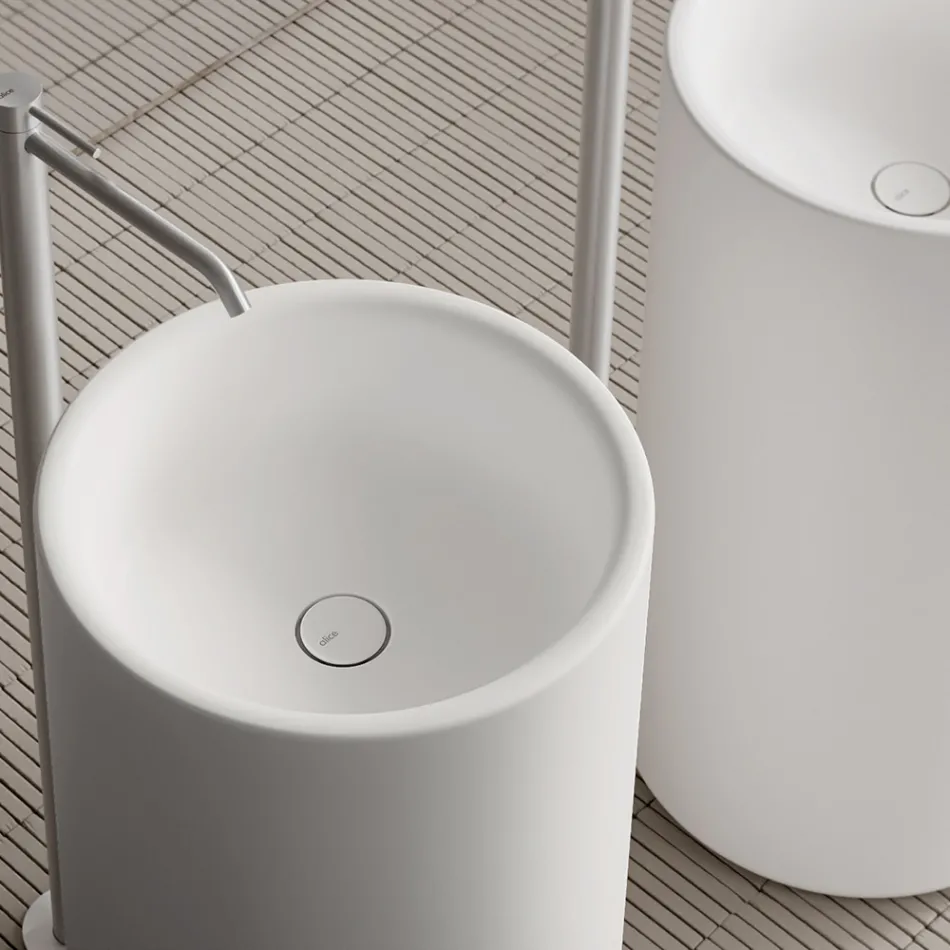 Freestanding Ceramic Countertop Washbasin Made in Italy - Ragazza Viadurini