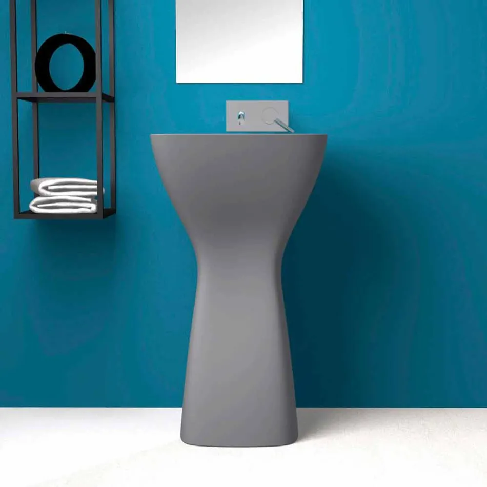 Freestanding modern ceramic washbasin made in Italy, Firmino Viadurini