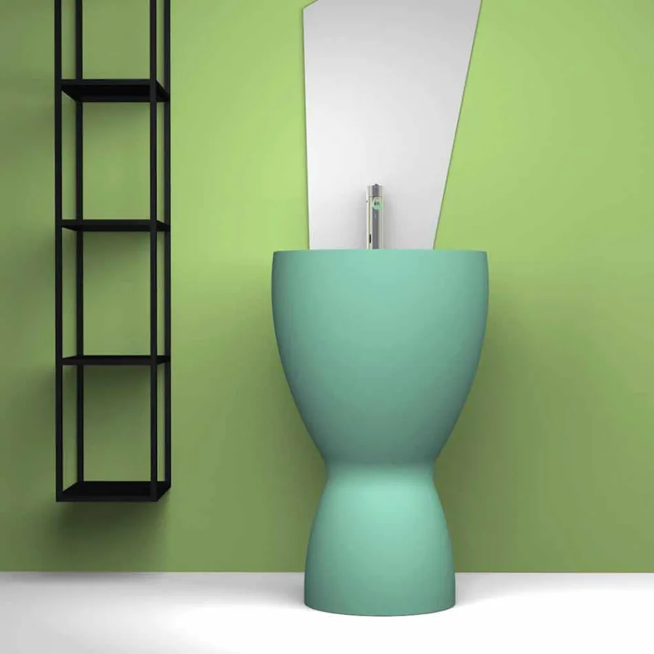 Modern freestanding ceramic washbasin made in Italy, Basile Viadurini