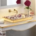 Hand-Cast Fire Clay Washbasin with Colorful Decorations Made in Italy - Aulente