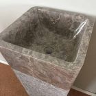 Pedestal gray washbasin in Taffy stone, unique piece Viadurini
