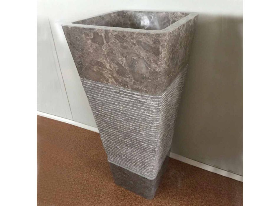 Pedestal gray washbasin in Taffy stone, unique piece Viadurini