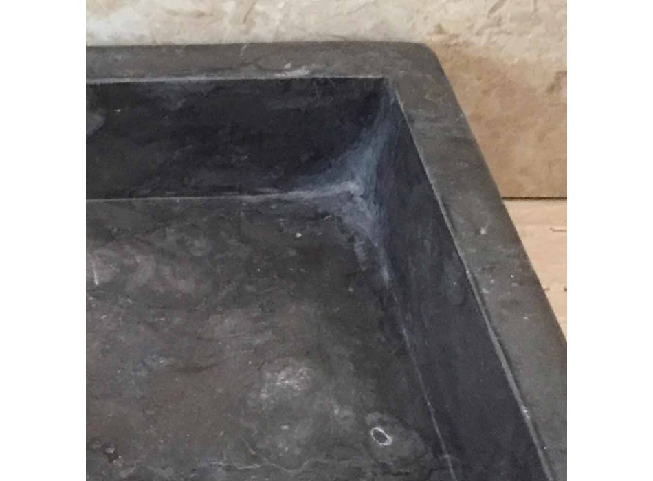 Dark gray washbasin in Thai natural stone, handmade Viadurini
