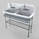 Ceramic washbasin with two Calvin&#39;s support basins Viadurini