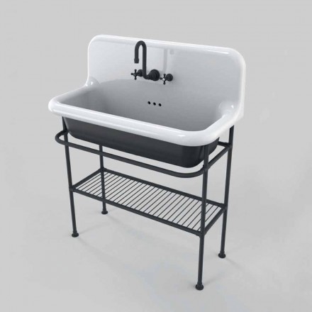 Ceramic washbasin complete with Taylor metal frame and grille Viadurini