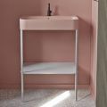 Ceramic Washbasin with Floor Standing Structure with Shelf Made in Italy - Graffa