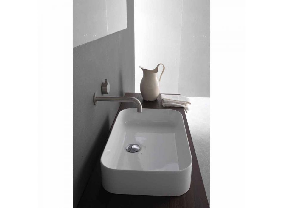 Modern Design Rectangular Countertop Ceramic Washbasin - Tangulo Viadurini